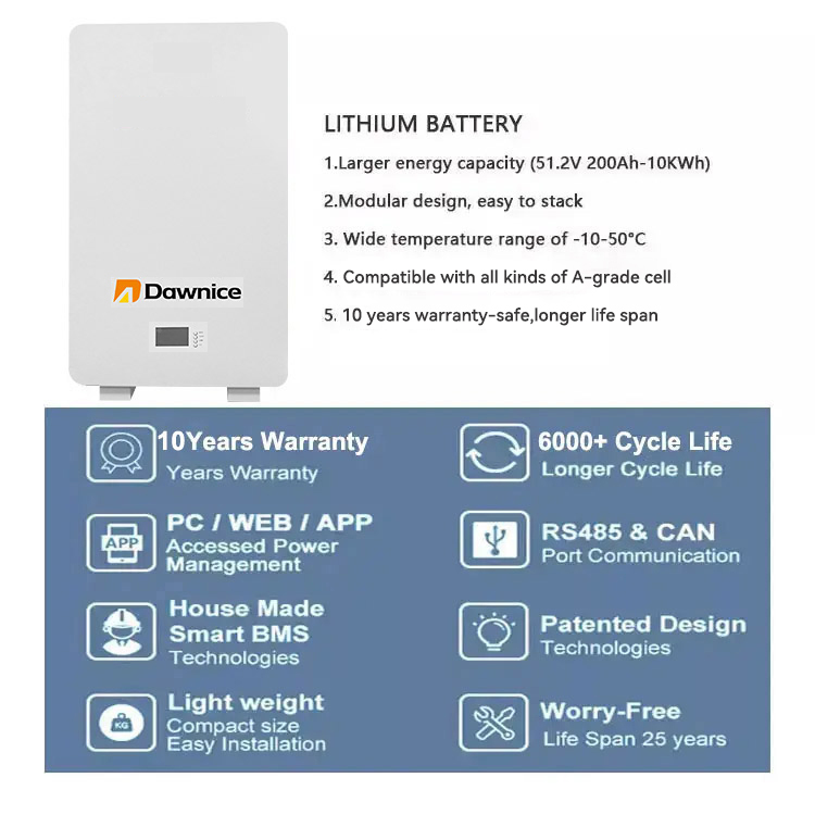 Dawnice 2.5kwh energy storage system lifepo4 battery wall mount solar batteries  10 Years Warranty