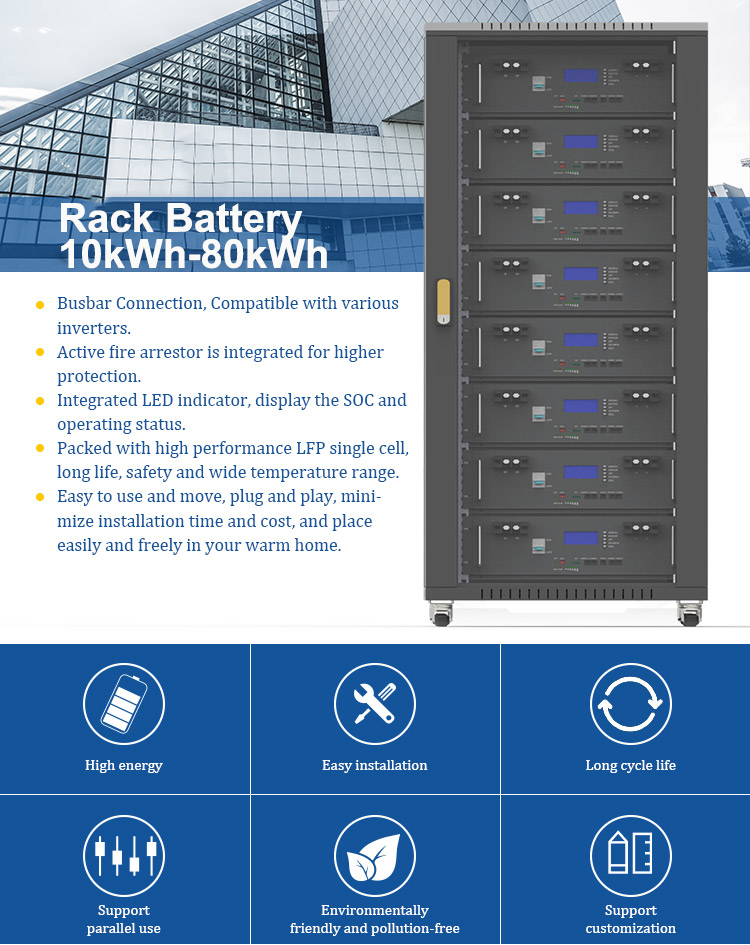 Hochspannungs Solar batterie 65kWh 75 kWh 80 kWh 90kw 100kwh lifepo4 Lithium Ionen Rack Energie speicher batterie