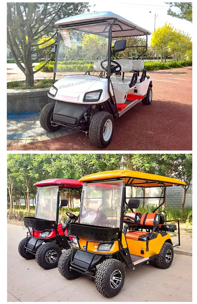 Best New Model Style MD Electric Golf Buggy Hunting Cart with 4+2 Seater CE DOT 48/72V Lithium Battery 5kw/7.5kw White Golf Cart