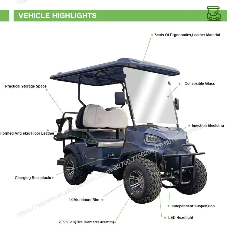 China Solar Electric Golf Cart 4 Wheel 5000W Buggy/Golf Carts MD2+2