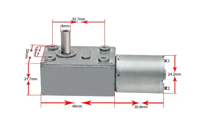 3246wg370 12 Volt DC Worm Gear Motor RS370 Brushed DC Electric Gear Motor with Screw Hole Shaft