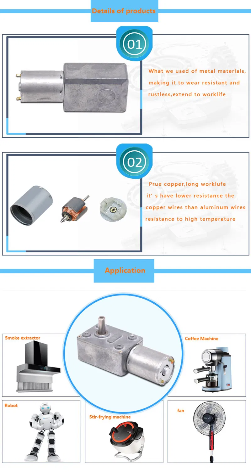 3246wg370 12 Volt DC Worm Gear Motor RS370 Brushed DC Electric Gear Motor with Screw Hole Shaft