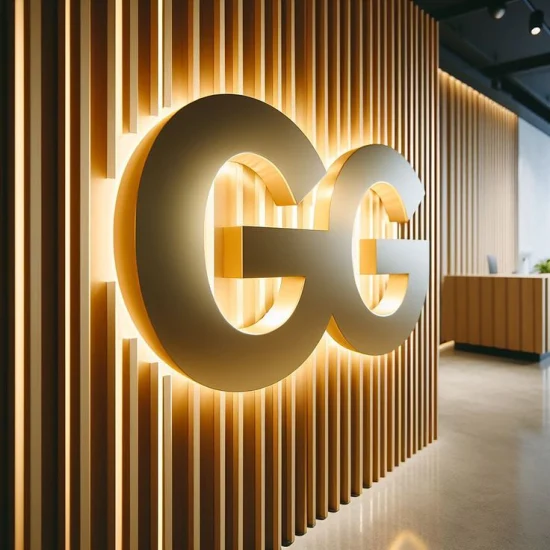 3D Backlit Stainless Steel Channel Letter Signs Gold Illuminated Logo Business Signage