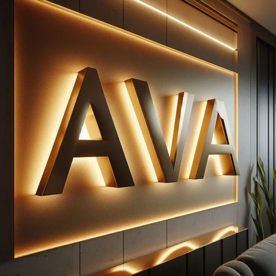 3D Backlit Stainless Steel Channel Letter Signs Gold Illuminated Logo Business Signage