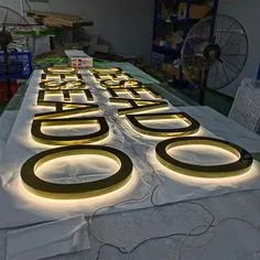 3D Channel Letters LED Sign Custom Backlit Front Mirror Letters Illuminated Company Front Desk Signage