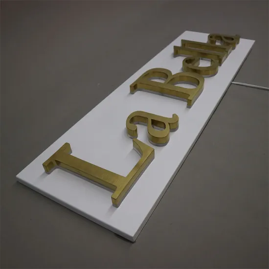 3D Gold Fabricated Stainless Steel Letters Brushed Metal Advertising LED Light Sign