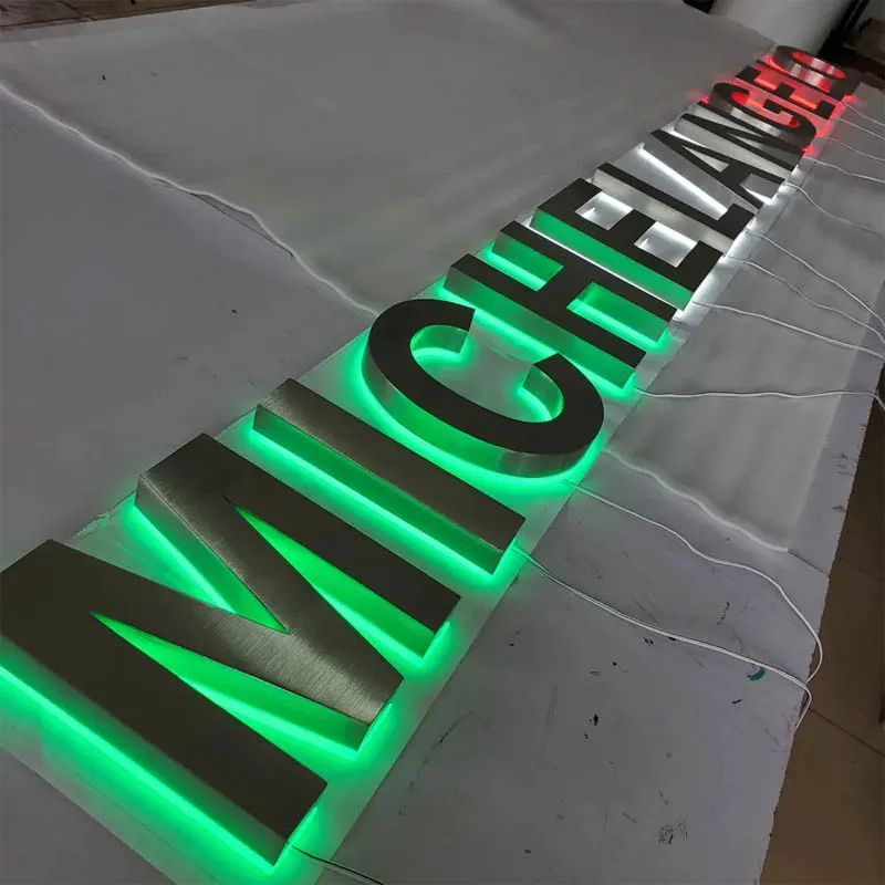 3D Luminous Back Illuminated Character Stainless Steel Luminous Signage