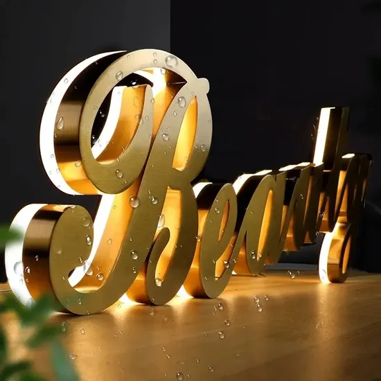 3D LED Stainless Steel Backlit Channel Letters Sign Light Wall Logo Signage Sign Custom 3D LED Letter Sign