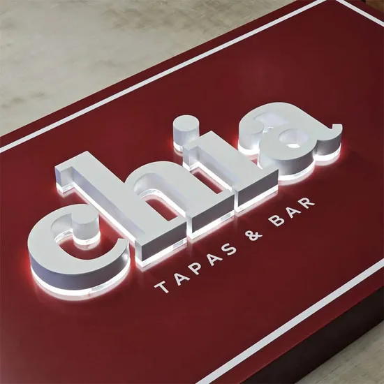 3D Luminous Back Illuminated Character Stainless Steel Luminous Signage