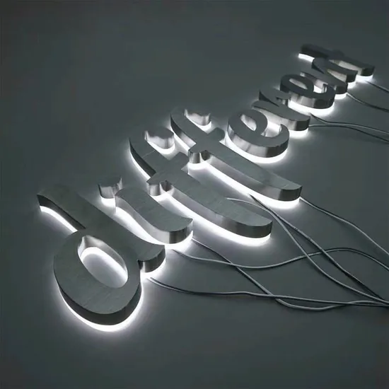 3D Luminous Back Illuminated Character Stainless Steel Luminous Signage