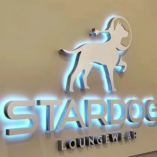 3D Luminous Back Illuminated Character Stainless Steel Luminous Signage