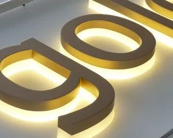 3D Metal Letters LED Backlit Metal Sign Illuminated Sign, Custom Channel Letters Backlit Signstore Front Sign