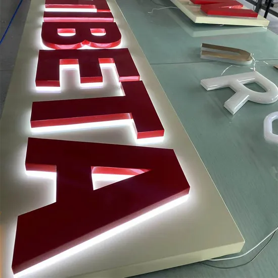 3D Painted Metal Stainless Steel Halo Lit Letter Illuminated LED Backlit Logo Sign