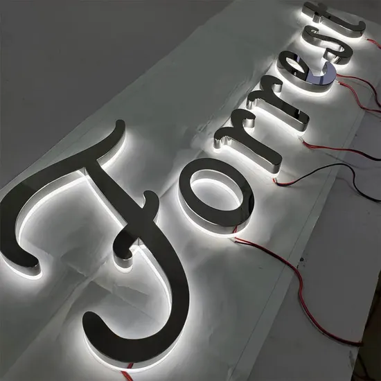 3D Polish Silver Metal Backlit Signage LED Letter Sign