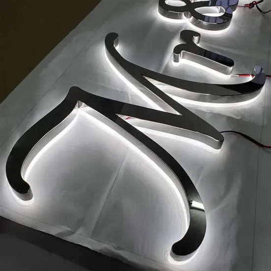 3D Polish Silver Metal Backlit Signage LED Letter Sign