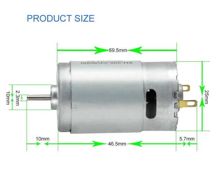 Customized RS390 RS395 Electrical Motor 28mm Diameter Mini Size Brushed DC Motor with 12V 24V High Rpm