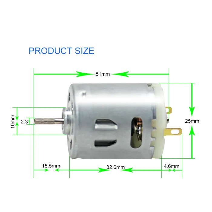 Factory Wholesales RS360 RS365 Electric DC Motor 24V 5000r PMDC Brushed Small Toy Motor with Knurled Shaft