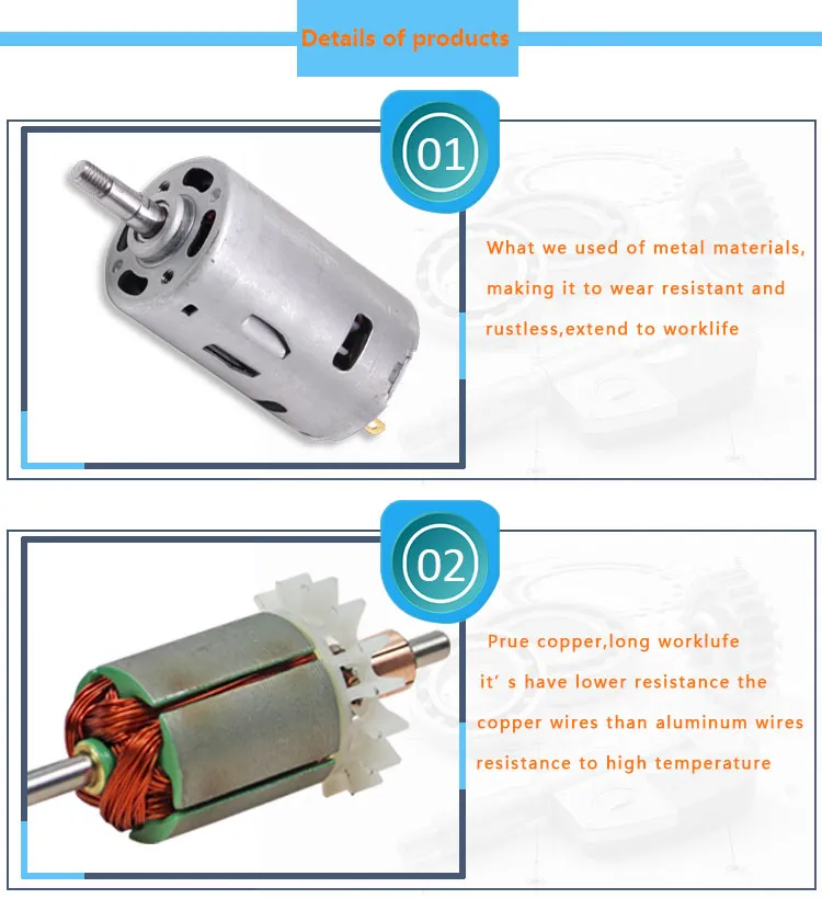 High Power 42mm RS770 RS775 12V 24V Permanent Magnet DC Motor for House Lawn Mower/ Electric Tools