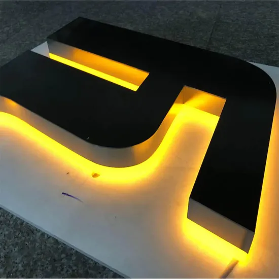 Back Light Brushed Metal Sign with Yellow LED Lighting