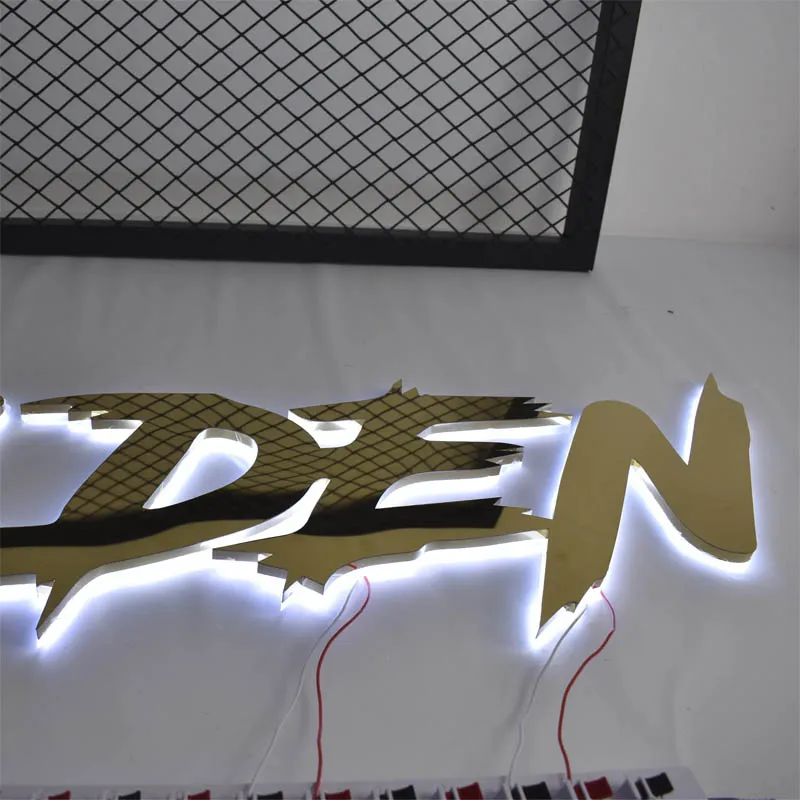 Custom 3D LED Sign Back-Illuminated Mirror Stainless Steal Letters Logo