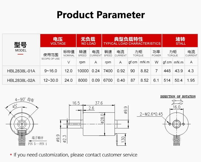 2838bl 12V 24V Micro DC Motor 28mm Diameter Electric BLDC Brushless Motor with Controller