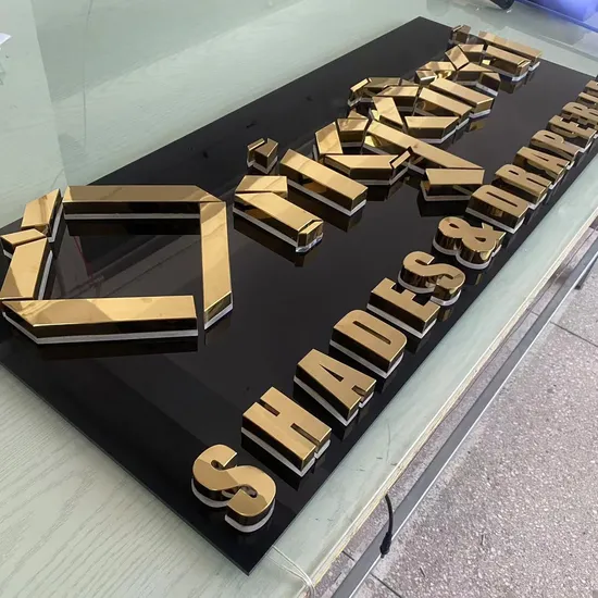 Custom LED Letter Sign Mirror Gold Face Backlit Signage Warm White LEDs