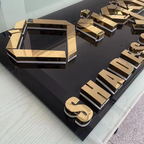 Custom LED Letter Sign Mirror Gold Face Backlit Signage Warm White LEDs