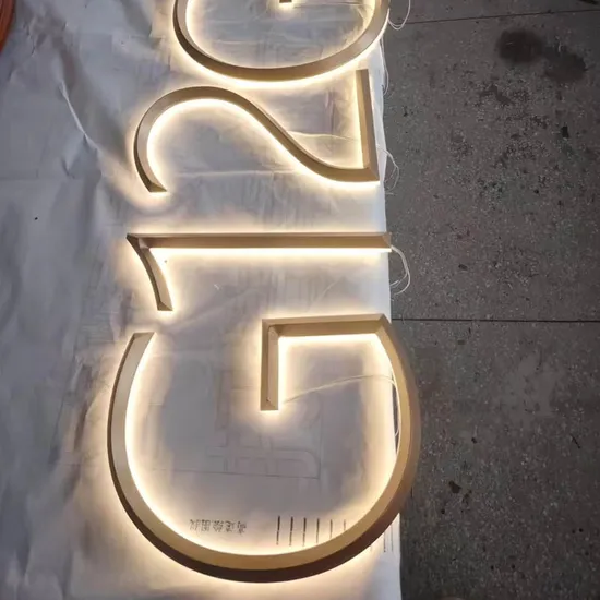 Custom Rose Gold Brushed Metal Channel Letter Light up Wall Signs