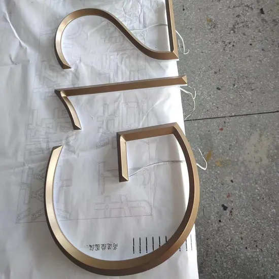 Custom Rose Gold Brushed Metal Channel Letter Light up Wall Signs