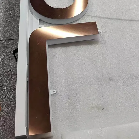 Custom Rose Gold Brushed Metal Channel Letter Light up Wall Signs