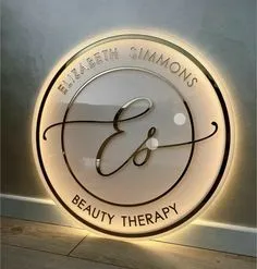 Custom Round Acrylic LED Sign Salon Business Sign Illuminated Shop Sign