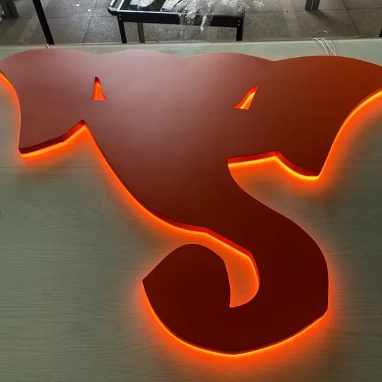 Customizable LED Billboard Acrylic Backlit Elephant Logo Signs