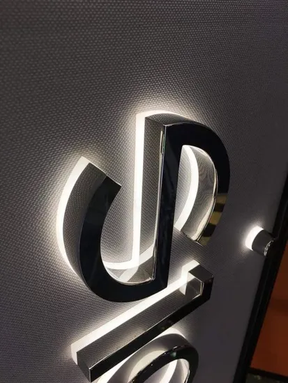 Customized 3D Luminous Metal Signage LED Backlit Channel Letter for Advertising Halo Lit Signage