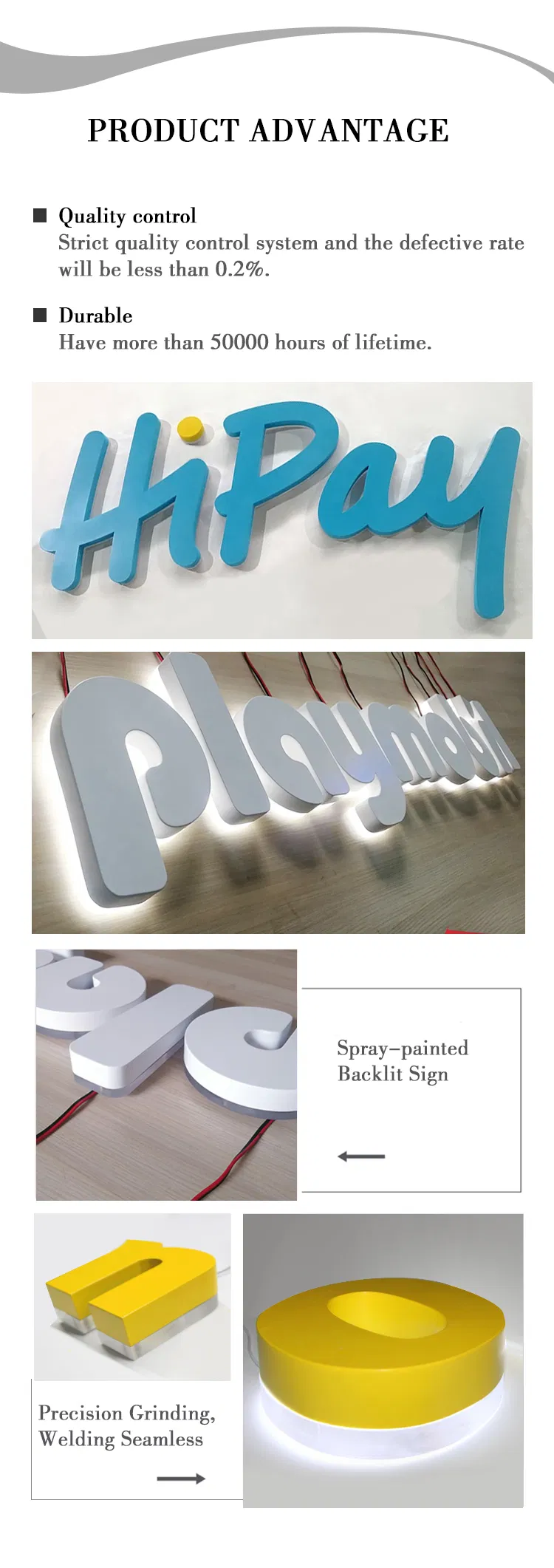 Erybaysign Customize Frontlit Stainless Steel Signages Mall Billboard