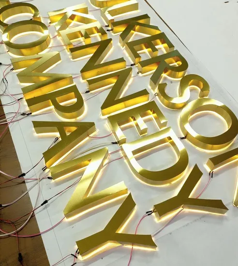 Customized Stainless Steel Backlit LED Letter LED Sign Shop Signs Halo Lit LED Business Logo Sign