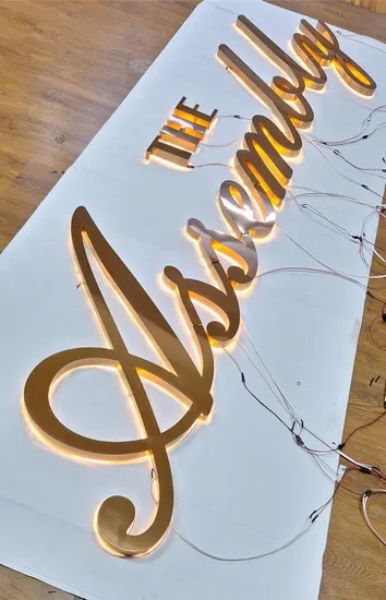 Customized Stainless Steel Backlit LED Letter LED Sign Shop Signs Halo Lit LED Business Logo Sign