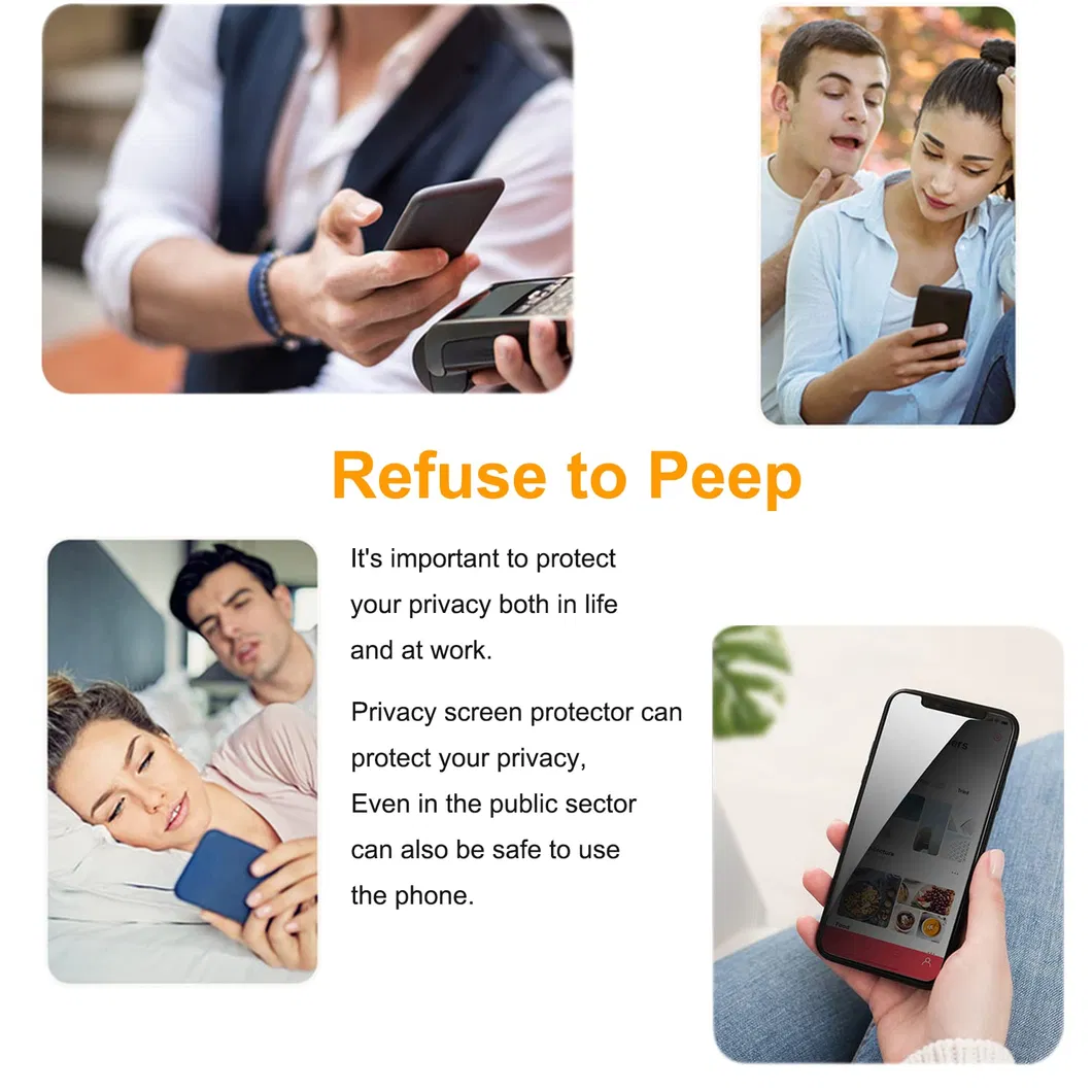 2.5D Silk Printing 45-Degree Anti-Peeping Anti Spy Privacy Mobile Phone Screen Protector for iPhone 15 14 PRO Max Privacy Glass