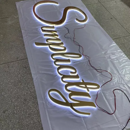 Gold Color Stainless Steel LED Letter Sign Customizable Signboard