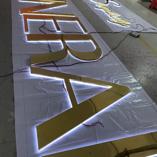 Gold Color Stainless Steel LED Letter Sign Customizable Signboard