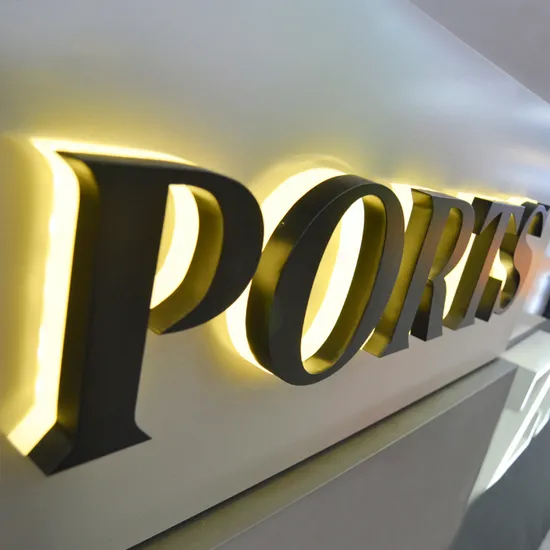 Gold LED Backlit LED Sign Stainless Steel Face Logo Channel Letter Luminous Building Business Sign