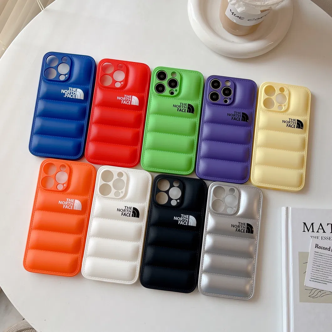 2023 New Fashion Down Jacket Dual Colors Puffer Phone Case for iPhone 15 14 13 12 PRO Max Shockproof Real Cotton