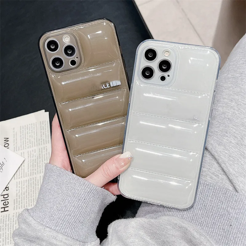 2023 New Fashion Down Jacket Dual Colors Puffer Phone Case for iPhone 15 14 13 12 PRO Max Shockproof Real Cotton