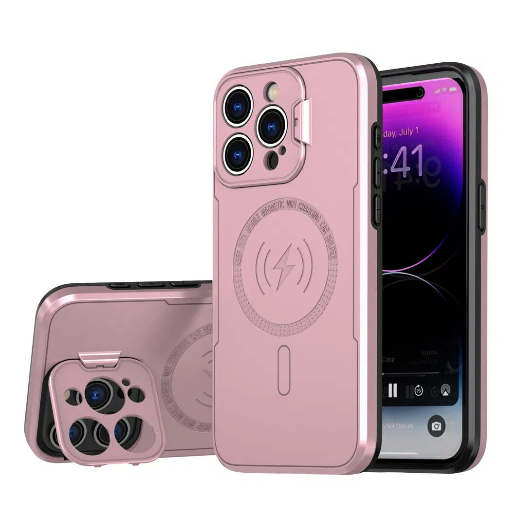 2023 New Shockproof 2 in 1 Magnetic Armor Phone Case for iPhone 15 12 13 14 PRO Max with Camera Kickstand Bracket Case