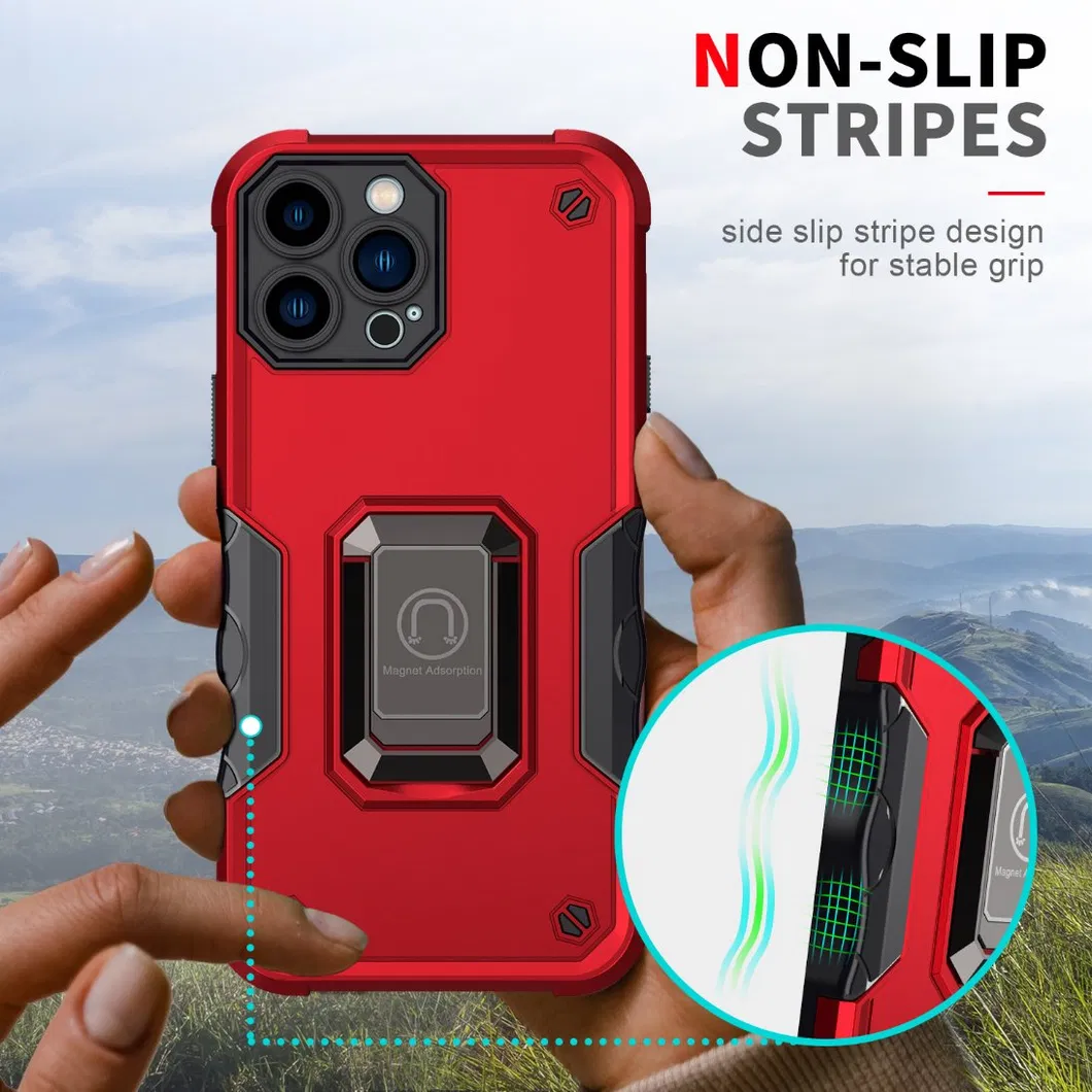 2 in 1 Armor Phone Case Magnetic Built-in Kickstand Protective Cases for I Phone 14 11 12 13 PRO Max