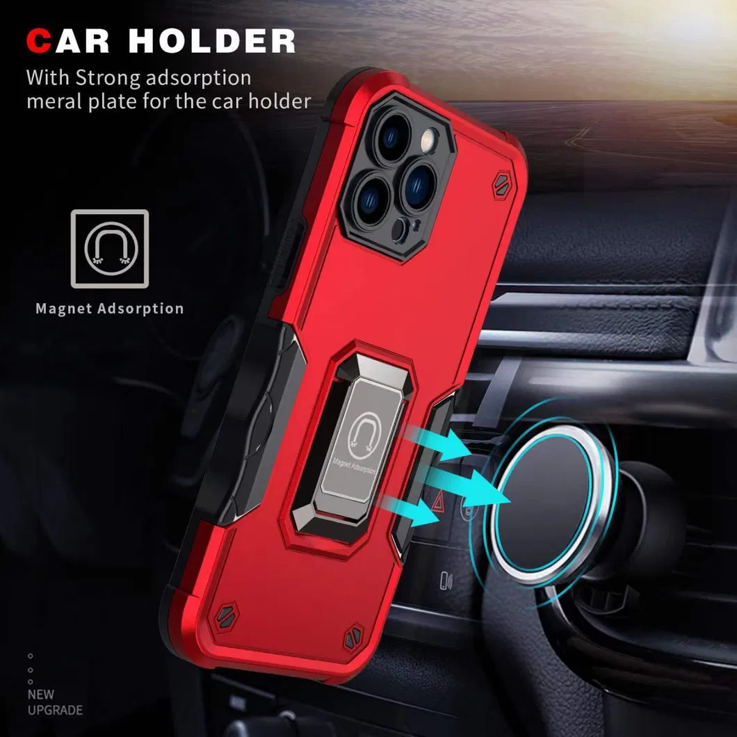 2 in 1 Armor Phone Case Magnetic Built-in Kickstand Protective Cases for I Phone 14 11 12 13 PRO Max