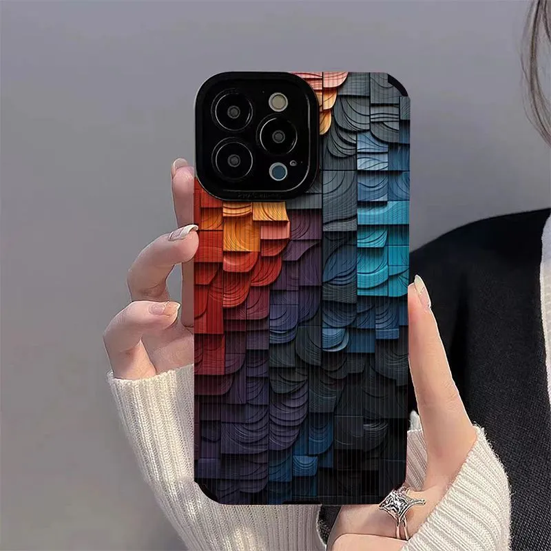 3D Color Wooden Mobile Phone Case for Apple iPhone15promax Silicone 12 Phone Case 14 Full Protective Covers