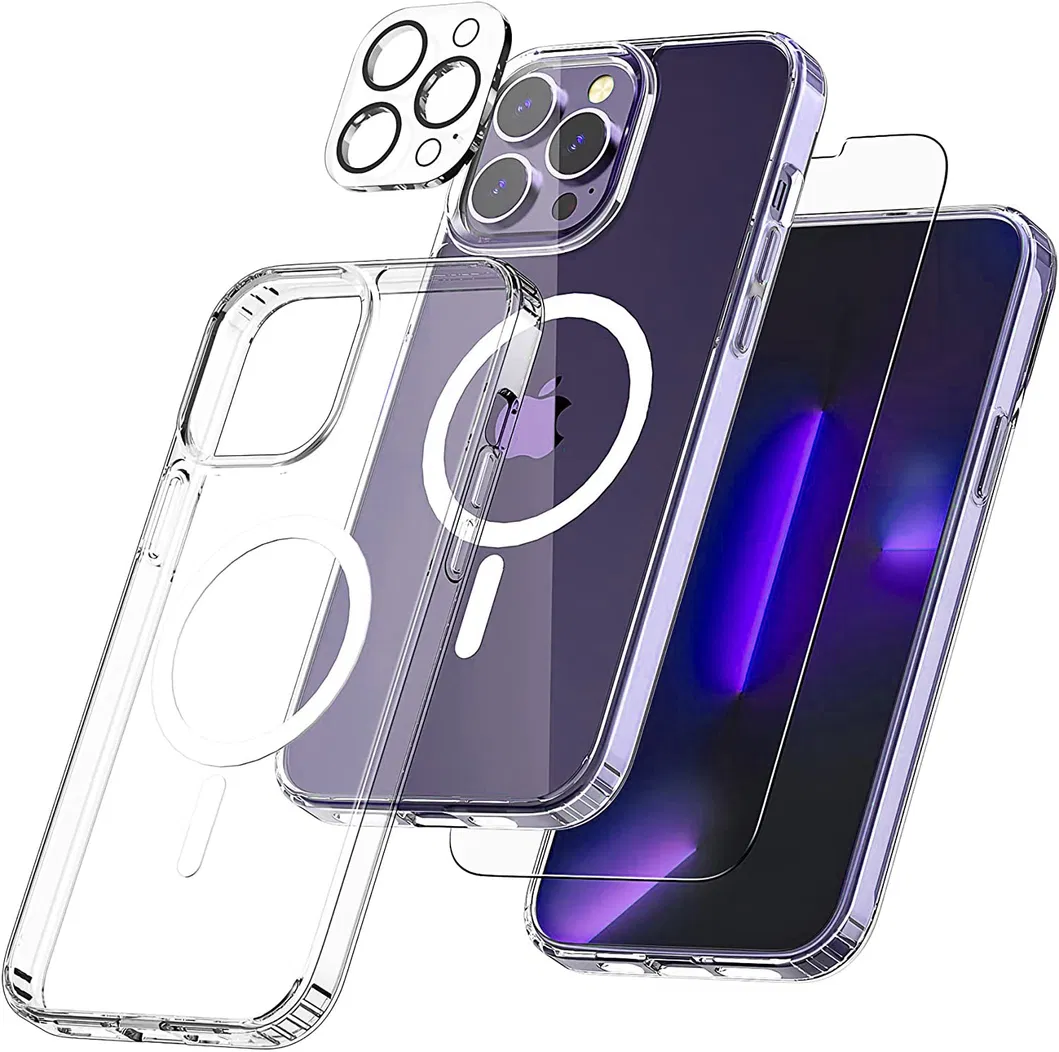 3 in 1 Gift Box Tempered Glass+Camera Lens Protectors+Magnetic Mobile Phone Case for iPhone 15 PRO Max 13 14 Screen Protector