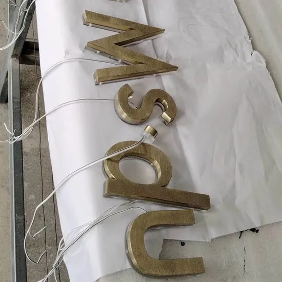 Metal Gold Backlit Signage Lighted Fabricated Stainless Steel Letters