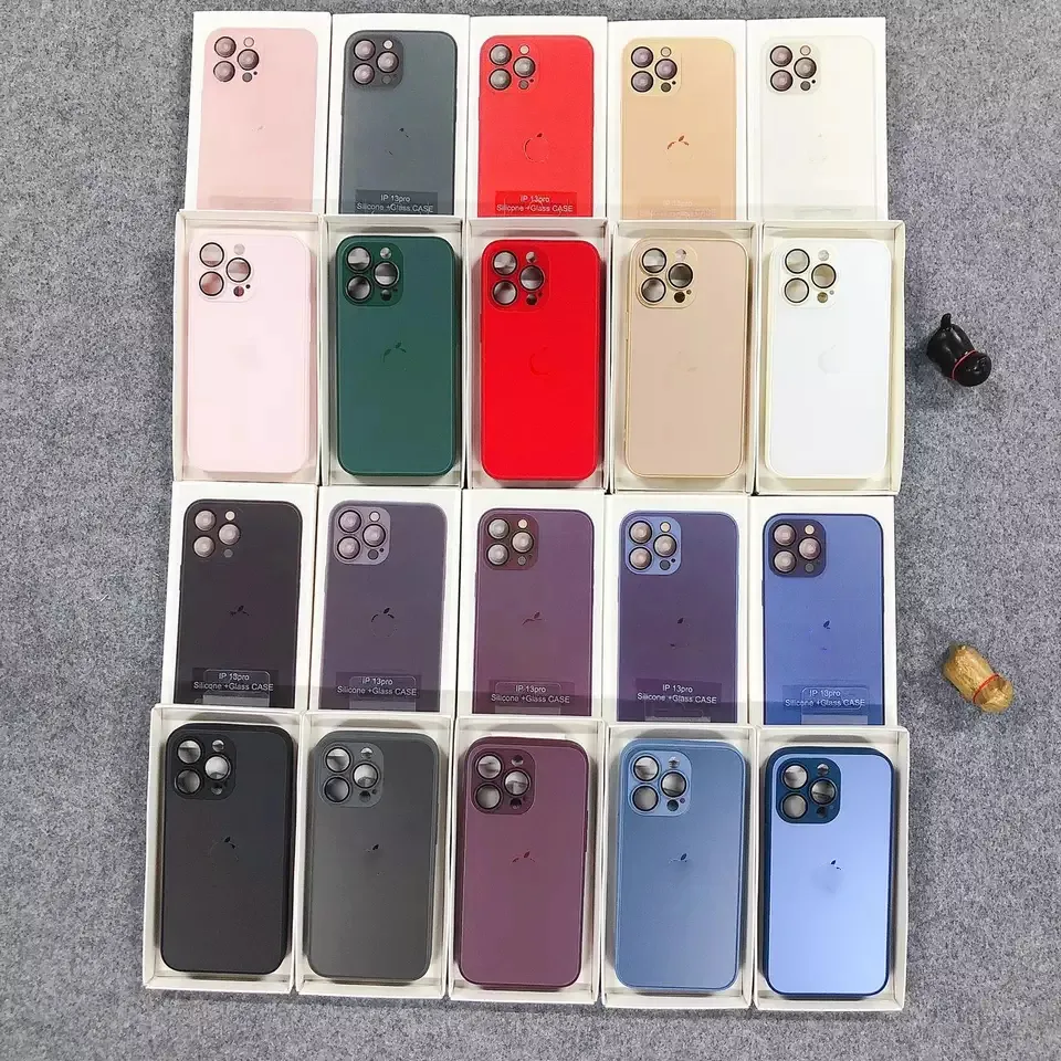 AG Glass Case with Phone Camera Protection Electroplate Edge Glass Phone Case for iPhone11 13PRO Max 14PRO Max 15 PRO Max