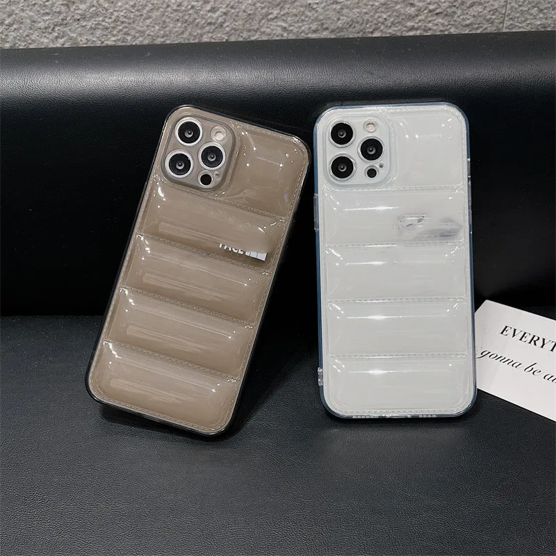 Branded Logo Transparent Puffer Phone Case North Jacket Face Cases